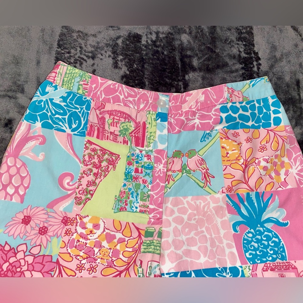 Lilly Pulitzer Multicolor Patchwork Capri Pants - Pink, Blue, Green - Picture 3 of 11